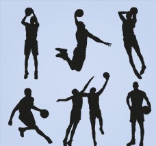 人物创意7款创意篮球人物剪影矢量素材