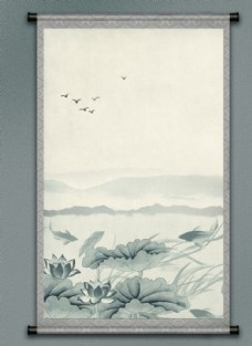 画中国风中国风绘画卷轴背景图