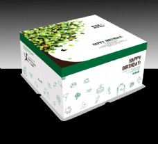 绿色 树叶 蛋糕盒 包装 设计