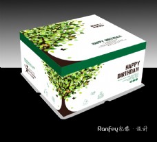 绿色 树叶 蛋糕盒 包装 设计