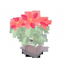 春节应景花卉一品红清新简洁图标装饰