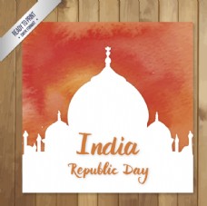 其他设计手绘印度共和国日卡片