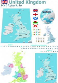 时尚彩色创意英国地图