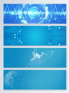 电子商务蓝色科技商务电子数据卡通banner背景