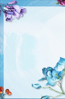 春季打折蓝色花朵背景