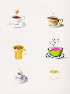 一组不同形式咖啡杯素材