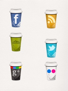 一组五彩包装咖啡杯设计