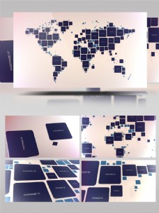 多个马赛克图片拼合成世界地图ae模板