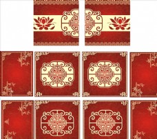 古典背景红中式背景素材矢量花纹古典囍字