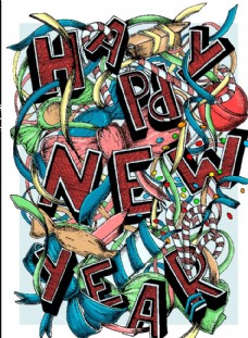 新年快乐字体设计