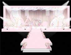 粉色浪漫小清新婚礼舞台效果图