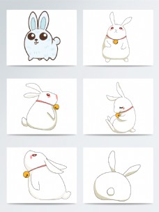 秋日手绘可爱兔子素材