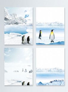 冬天冬季北极冰天雪地企鹅广告背景