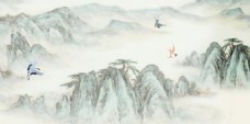中国风设计古风彩绘山河风景背景设计