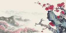 彩绘中国风花枝背景设计