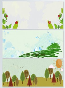 季节季春天植树节清新绿色卡通背景