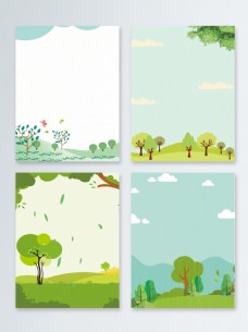 春季背景卡通绿色植树节广告设计背景图