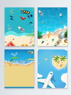 度假夏季海岛旅行椰子树广告背景
