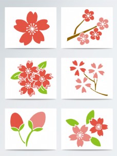 春季扁平化樱花桃花图案