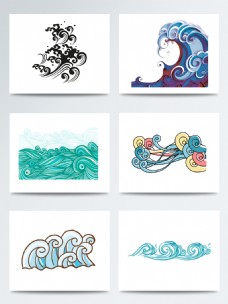 创意花纹创意的中国风浪花花纹元素素材