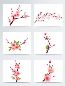 春季矢量唯美樱花桃花素材