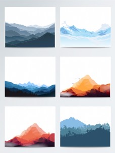创意抽象手绘山脉插画