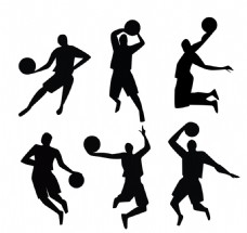 动感人物6款动感篮球人物剪影矢量图