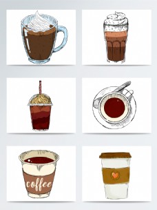 咖啡杯手绘咖啡饮料插画素材
