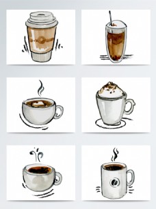 咖啡杯手绘饮料咖啡插画