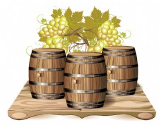 卡通木质葡萄酒桶矢量元素