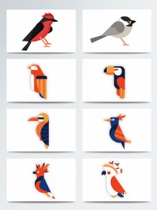 可爱扁平化设计鸟类