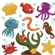 动物漫画卡通漫画海底章鱼动物