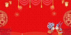 复古花纹红色古典喜庆结婚背景