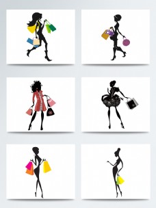 女性购物购物女性剪影元素设计