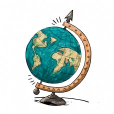 卡通手绘地球仪矢量素材