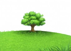 绿树绿色草坪大树植树节元素psd格式