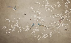 花饰中式花鸟手绘装饰画