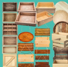 木材高清复古木质盒子分层素材