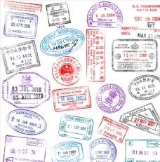 旅游签证矢量签证印章