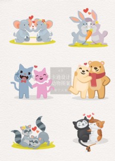 七夕情人节灰色设计卡通小清新动物