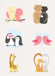 春天海报爱心设计可爱动物爱情