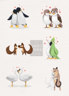 七夕情人节爱情主题设计可爱小动物