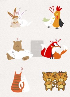 七夕情人节可爱创意设计卡通动物