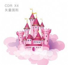 童话王国红色卡通城堡