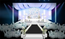蓝色婚礼舞台效果图全景图